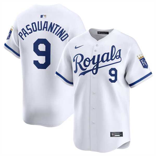 Men%27s Kansas City Royals #9 Vinnie Pasquantino White 2024 Home Limited Stitched Baseball Jersey Dzhi